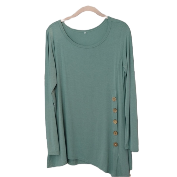 Light Green Asymmetrical Tunic Top sz L - Picture 2 of 6